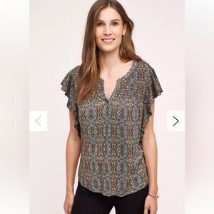 Anthropologie Meadow Rue Marion Pleated Top, size XS